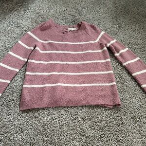 Cozy striped pink knit sweater